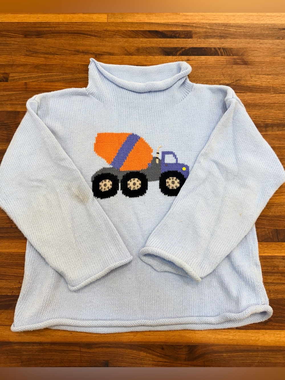 Claver Light Blue Concrete Truck Sweater - Size 6